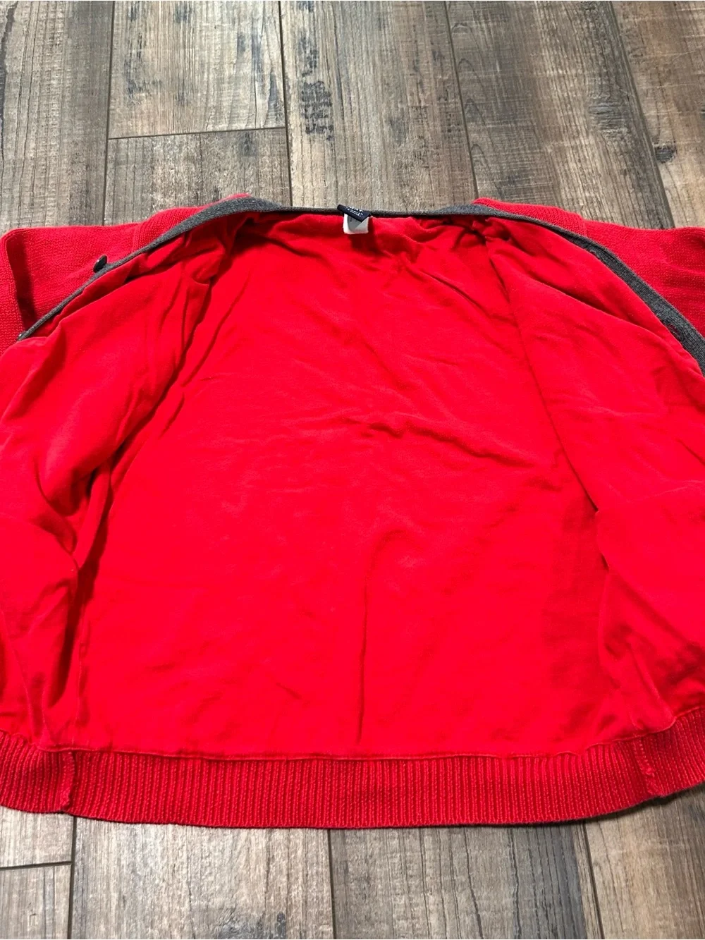 Gap Kids Boy’s Red With Gray Trim Knit Cotton Cardigan Sweater 5 Years